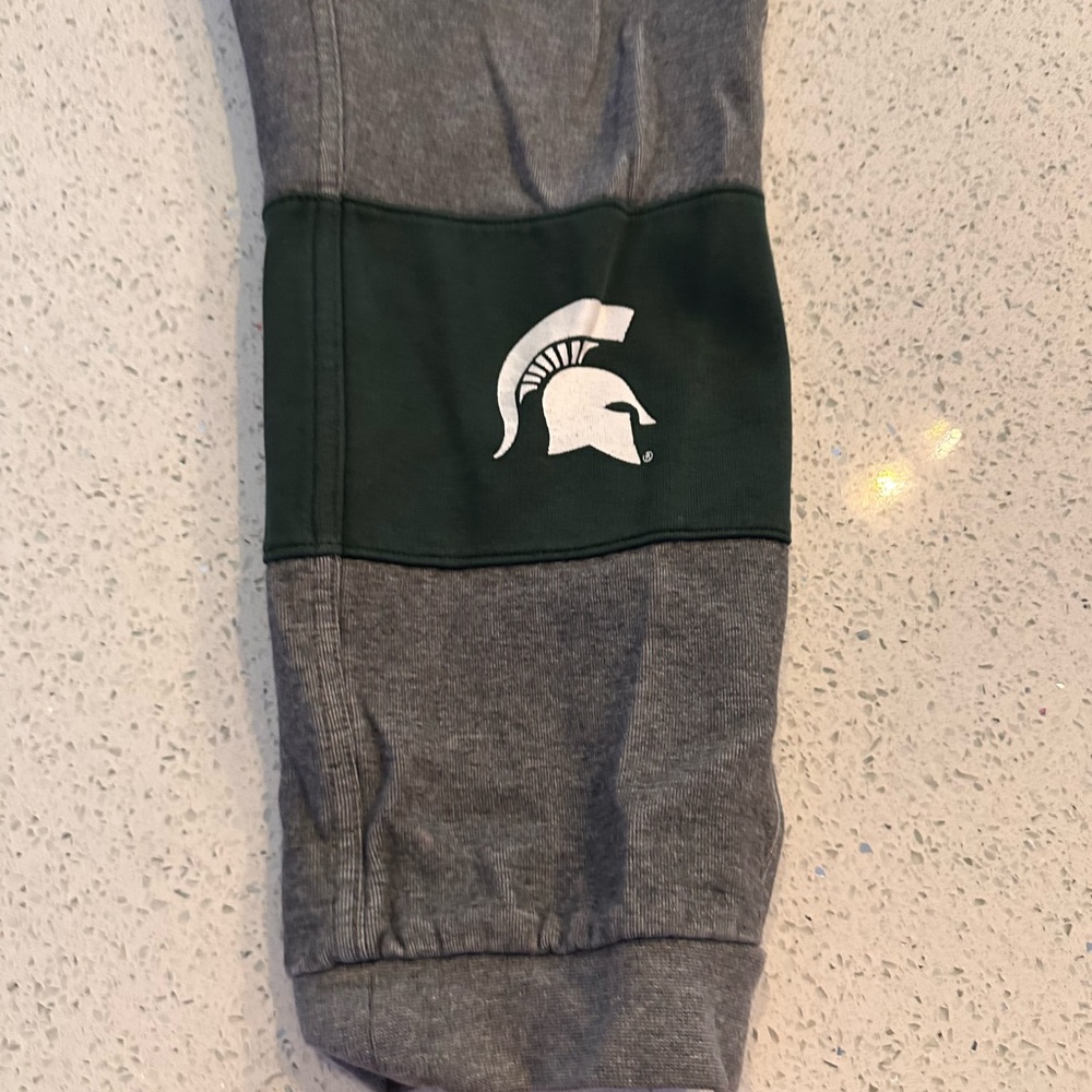 Gray Joggers With Green Logo Patch - image 2